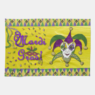 Jester Mask Mardi Gras Harlekijn Theedoek