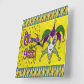 Jester Mask Mardi Gras Harlekijn Vierkante Klok (Hoek)