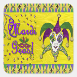 Jester Mask Mardi Gras Harlekijn Vierkante Sticker
