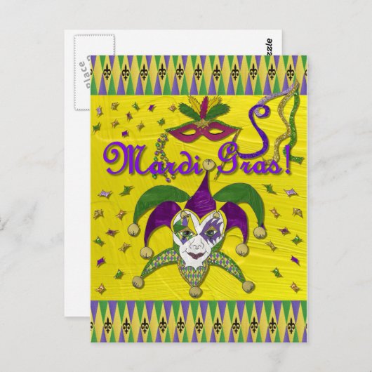 Jester Mask Mardi Gras Harlequin Briefkaart (Voorkant / Achterkant)