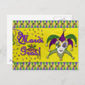 Jester Mask Mardi Gras Harlequin Briefkaart (Voorkant / Achterkant)