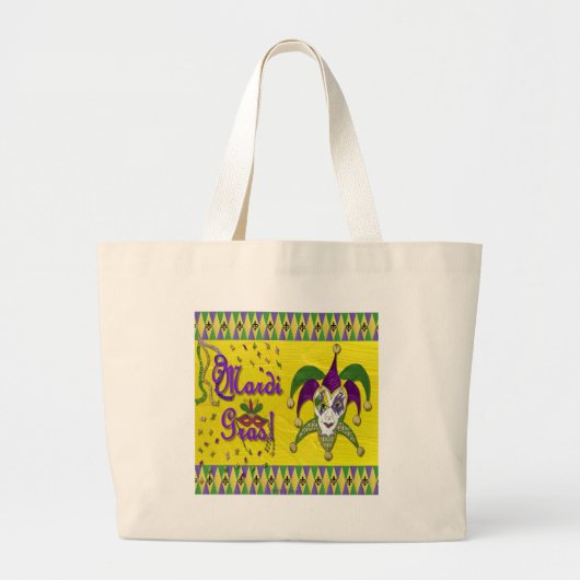 Jester Mask Mardi Gras Harlequin Grote Tote Bag (Voorkant)