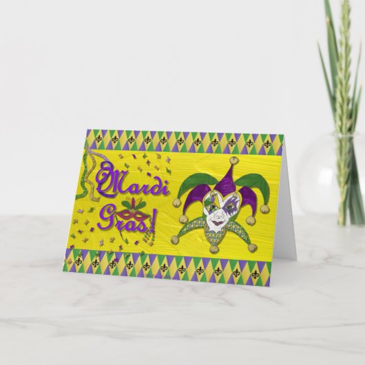 Jester Mask Mardi Gras Harlequin Kaart (Voorkant)