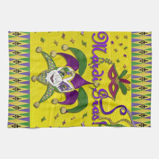 Jester Mask Mardi Gras Harlequin Keukenhanddoeken (Horizontaal)