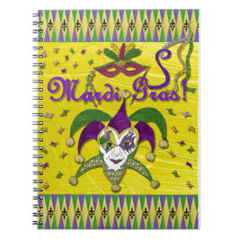 Jester Mask Mardi Gras Harlequin Notitieboek