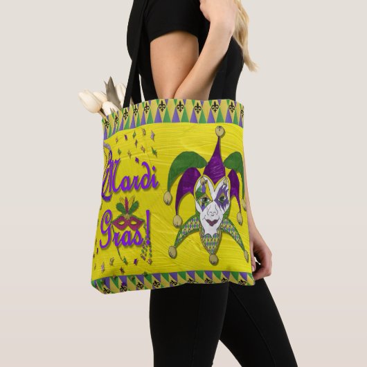 Jester Mask Mardi Gras Harlequin Party Art Print Tote Bag (Dichtbij)