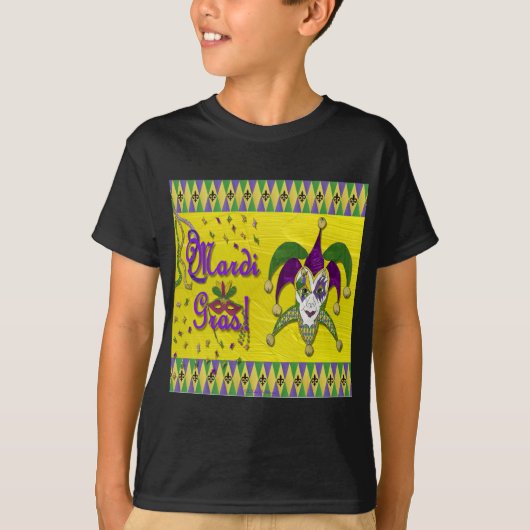 Jester Mask Mardi Gras Harlequin T-shirt (Voorkant)