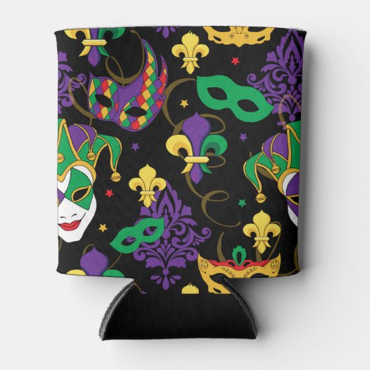 Jester Mask Mardi Gras Pattern Blikjeskoeler (Voorkant)