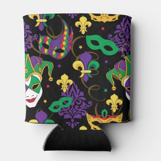 Jester Mask Mardi Gras Pattern Blikjeskoeler (Achterkant)