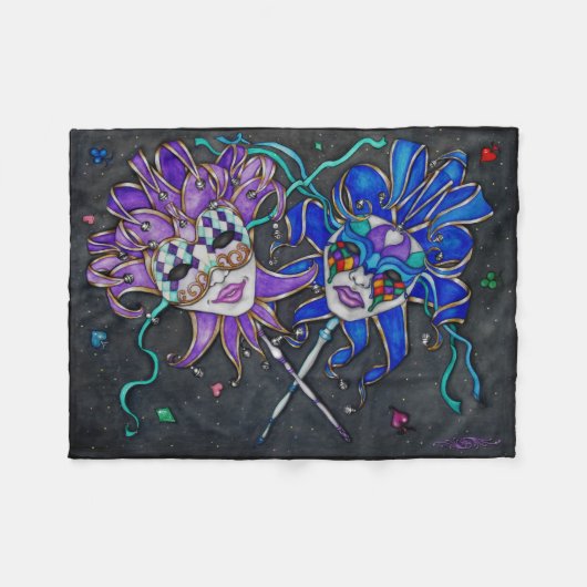 Jester-maskers voor comedy/tragedie fleece deken (Voorkant (Horizontaal))