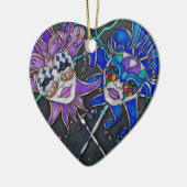 Jester-maskers voor comedy/tragedie keramisch ornament (Links)