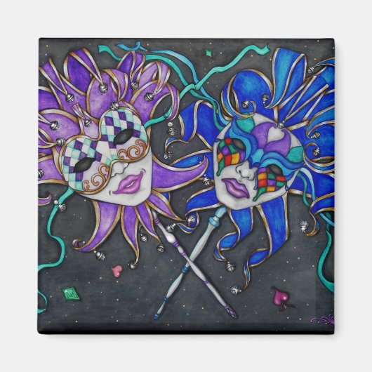 Jester-maskers voor comedy/tragedie magneet (Voorkant)