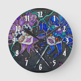 Jester-maskers voor comedy/tragedie ronde klok