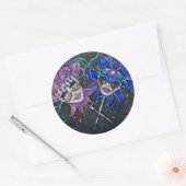Jester-maskers voor comedy/tragedie ronde sticker (Envelop)