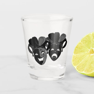 Jester-maskers voor komedie en tragedie theater shot glas