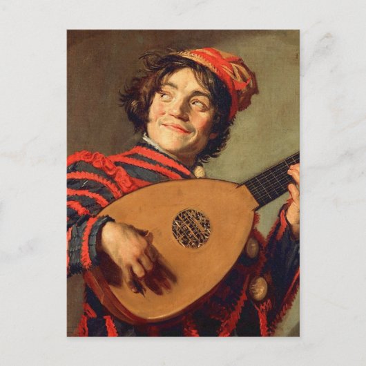 Jester met een Lute-Briefkaart Briefkaart (Voorkant)