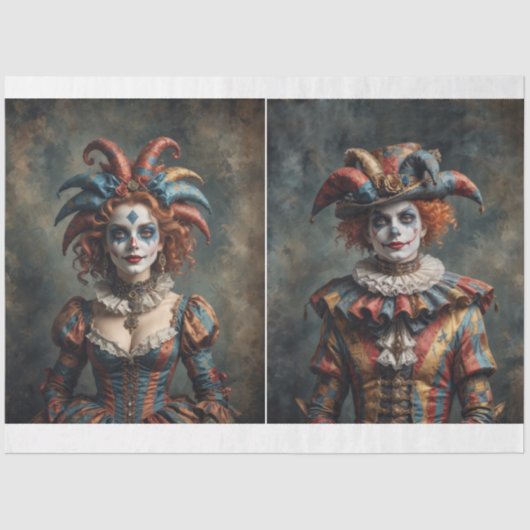 Jester Paar - 2 Design - Decoupage - Tissuepapier (Voorkant)