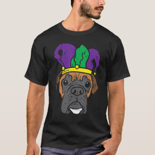 Jester Pet Boxer Dog Face Mardi Gas Funny Mannen W T-shirt