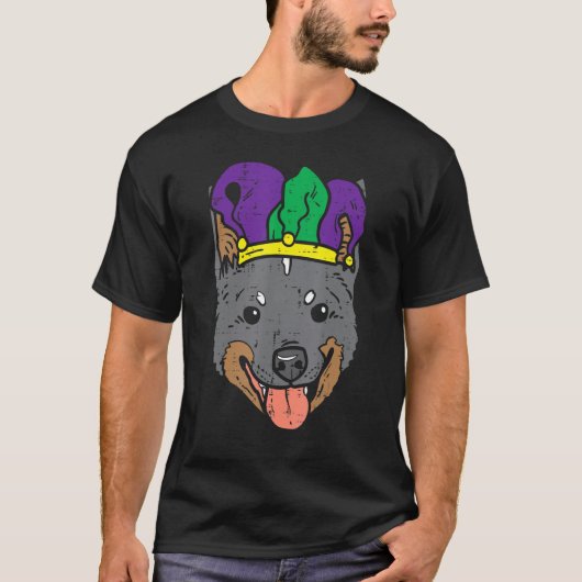 Jester Pet Heeler Face Mardi Gras Cattle Dog Manne T-shirt (Voorkant)