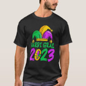 Jester Pet Mardi Gras 2023 Beads Mask Feathers T-shirt (Voorkant)