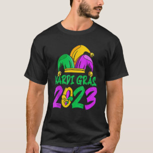 Jester Pet Mardi Gras 2023 Beads Mask Feathers T-shirt