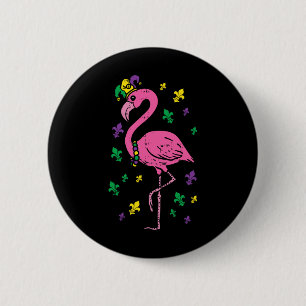 Jester Pink Flamingo Bird Animal Cute Mardi Gras C Ronde Button 5,7 Cm