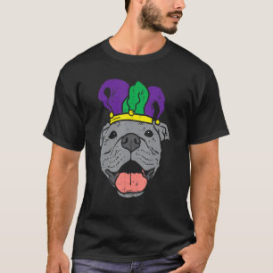 Jester Pitbull Face Mardi Gras Pittie Dog Mannen W T-shirt