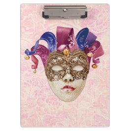 Jester Porcelain Mask with Ribbons and Bells Klembord