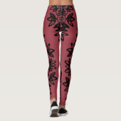 Jester Red met Black Damask Pattern Athletic Leggings (Achterkant)