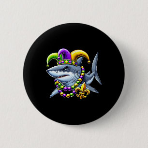 Jester Shark Kralen Mardi Gras Carnaval Dieren Man Ronde Button 5,7 Cm