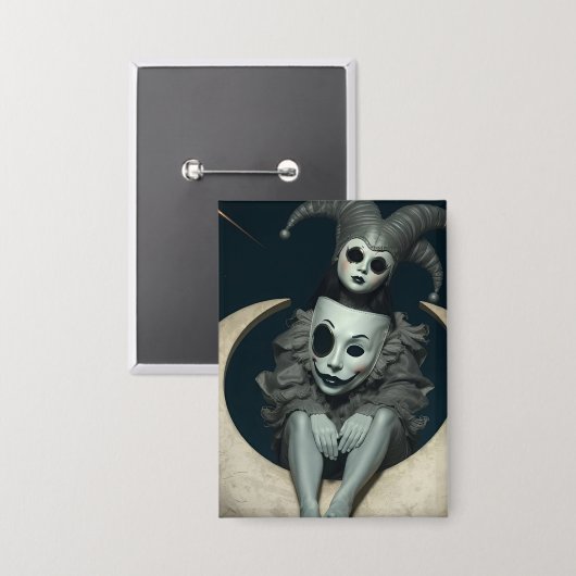 Jester sits on crescent moon wireless charger button (Voorkant / Achterkant)