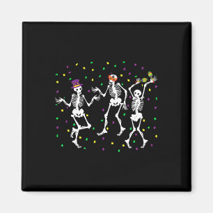 Jester Skeleton Dancing Mardi Gras Botten Carnaval Magneet