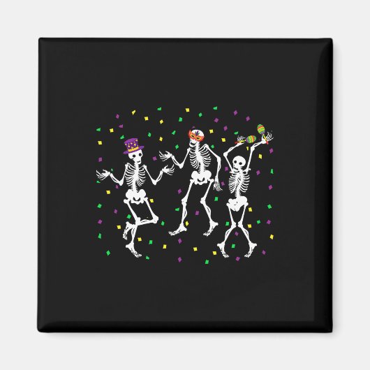 Jester Skeleton Dancing Mardi Gras Botten Carnaval Magneet (Voorkant)
