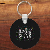 Jester Skeleton Dancing Mardi Gras Botten Carnaval Sleutelhanger (Voorkant)