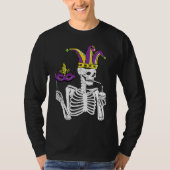 Jester Skeleton Masquerade Party Mardi Gras Mask C T-shirt (Voorkant)