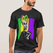 Jester Skeleton Reading Book Mardi Gras Reader Boo T-shirt (Voorkant)
