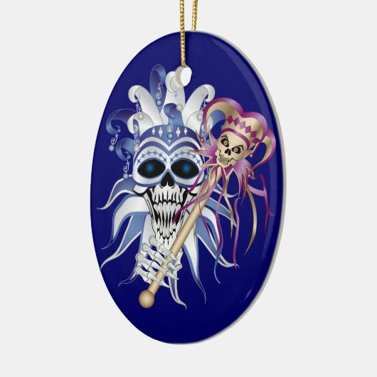 Jester Skull Keramisch Ornament (Links)