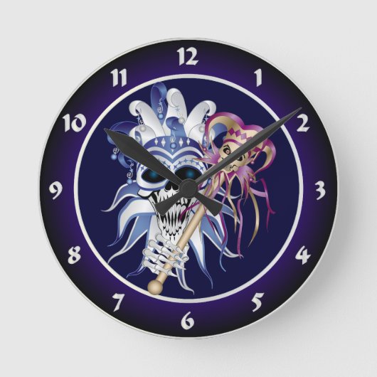 Jester Skull Ronde Klok (Voorkant)