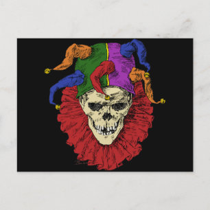 Jester Skull Scary Gothic Mardi Gras Clown Briefkaart