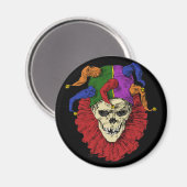 Jester Skull Scary Gothic Mardi Gras Clown Magneet (Voorkant / Achterkant)