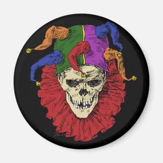 Jester Skull Scary Gothic Mardi Gras Clown Magneet (Voorkant)