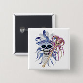 Jester Skull Vierkante Button 5,1 Cm (Voorkant /achterkant)