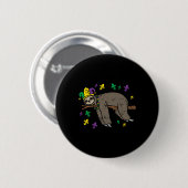 Jester Sloth Lazy Day Animal Cute Funny Mardi Gras Ronde Button 5,7 Cm (Voorkant /achterkant)
