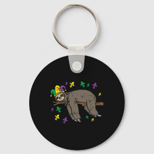 Jester Sloth Lazy Day Animal Cute Funny Mardi Gras Sleutelhanger