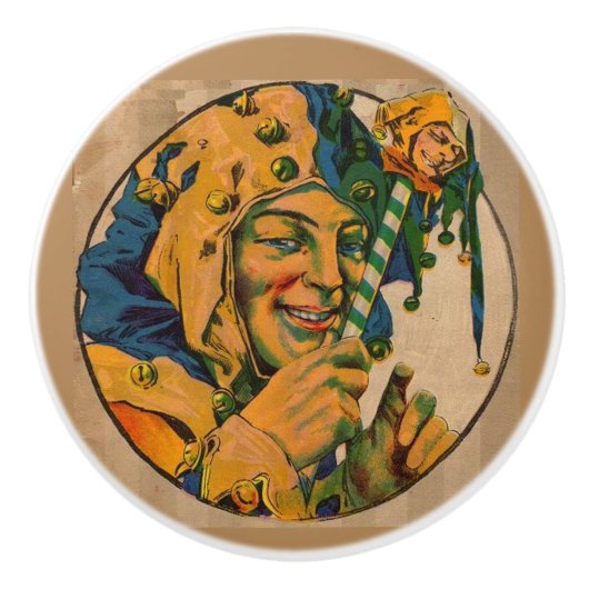 jester uit de jaren twintig keramische knop (Voorkant)