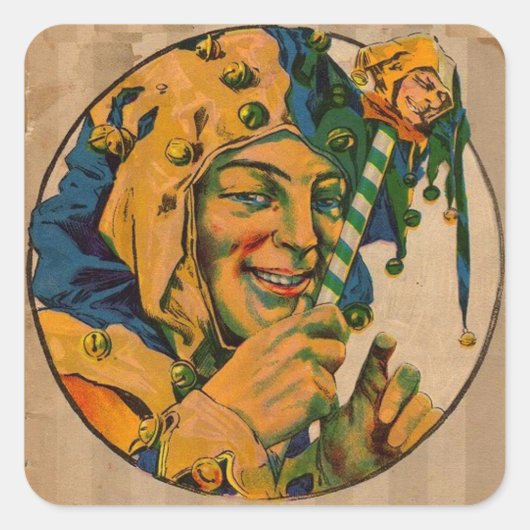 jester uit de jaren twintig vierkante sticker (Voorkant)
