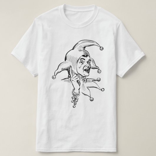 JESTER VAN HET  HOF VAN JUSTITIE IN ZWARTE EN WITT T-SHIRT (Design voorkant)