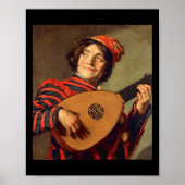 Jester with a Lute Poster Canvas Print (Voorkant)