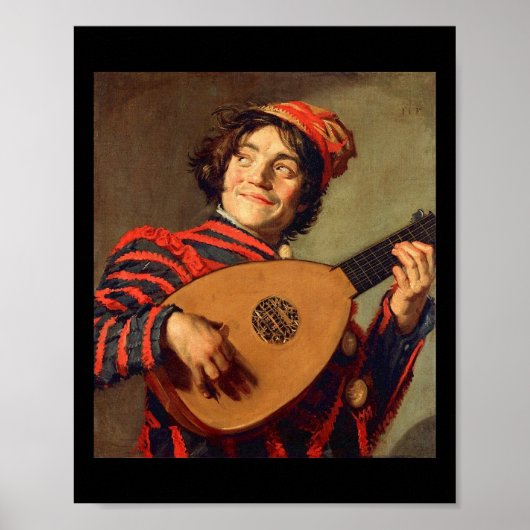Jester with a Lute Poster Canvas Print (Voorkant)