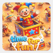 Jesters toybox vierkante sticker (Voorkant)